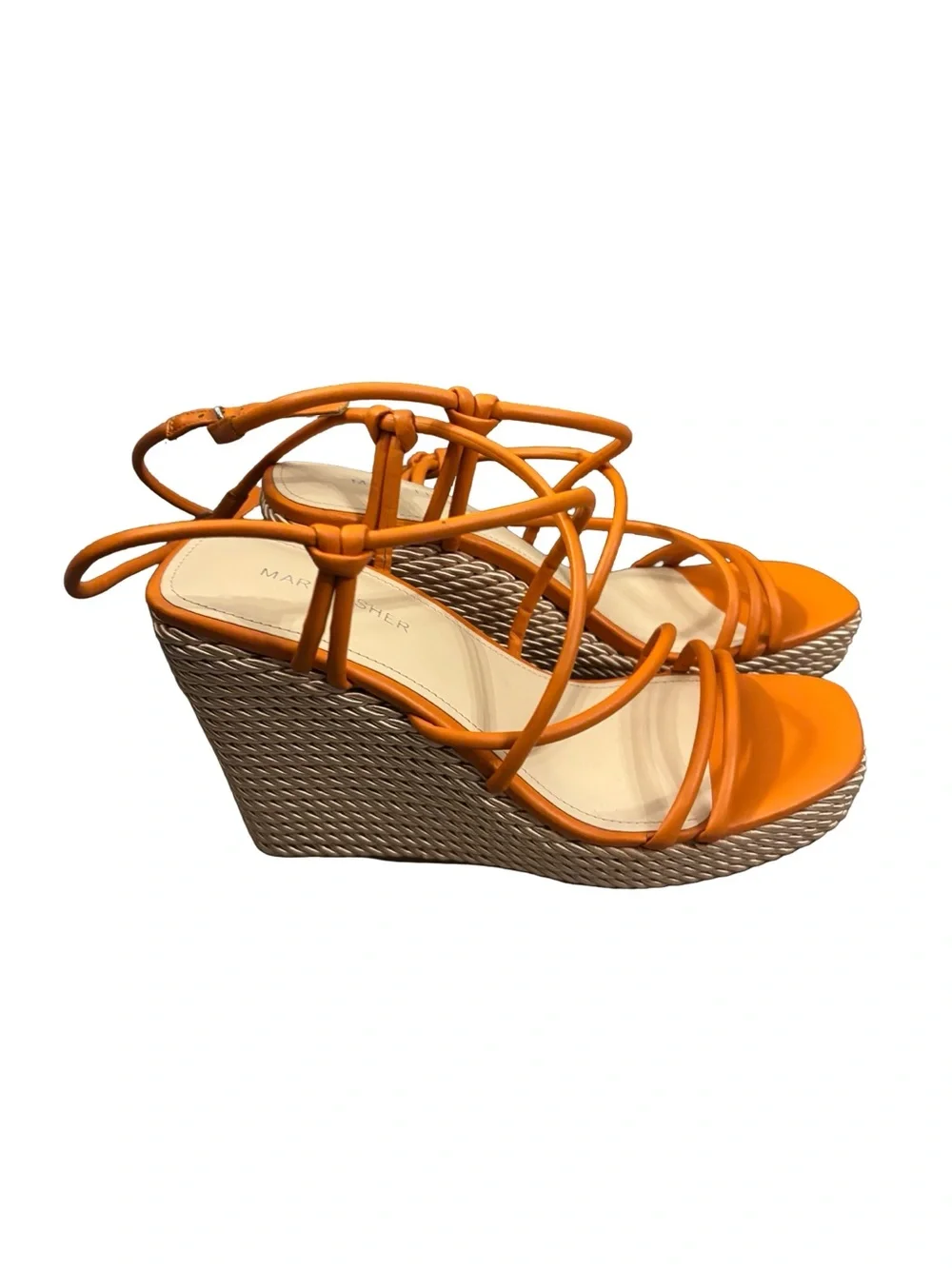 Marc Fisher Orange Resortwear Minimalist Coastal Strappy Wedge Sandals Size 9M